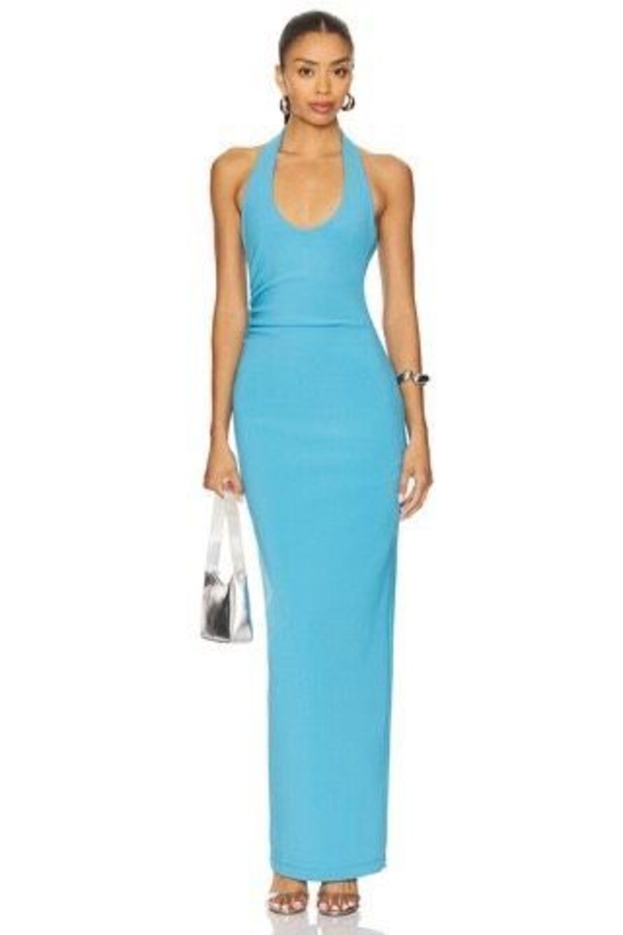 Nookie Natalia Halter Maxi Dress in Turquoise Size Medium $329